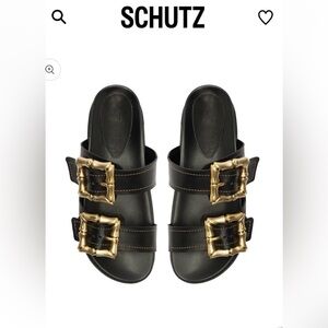 SCHUTZ Sporty Enola Sandal. Black. Size 7.5